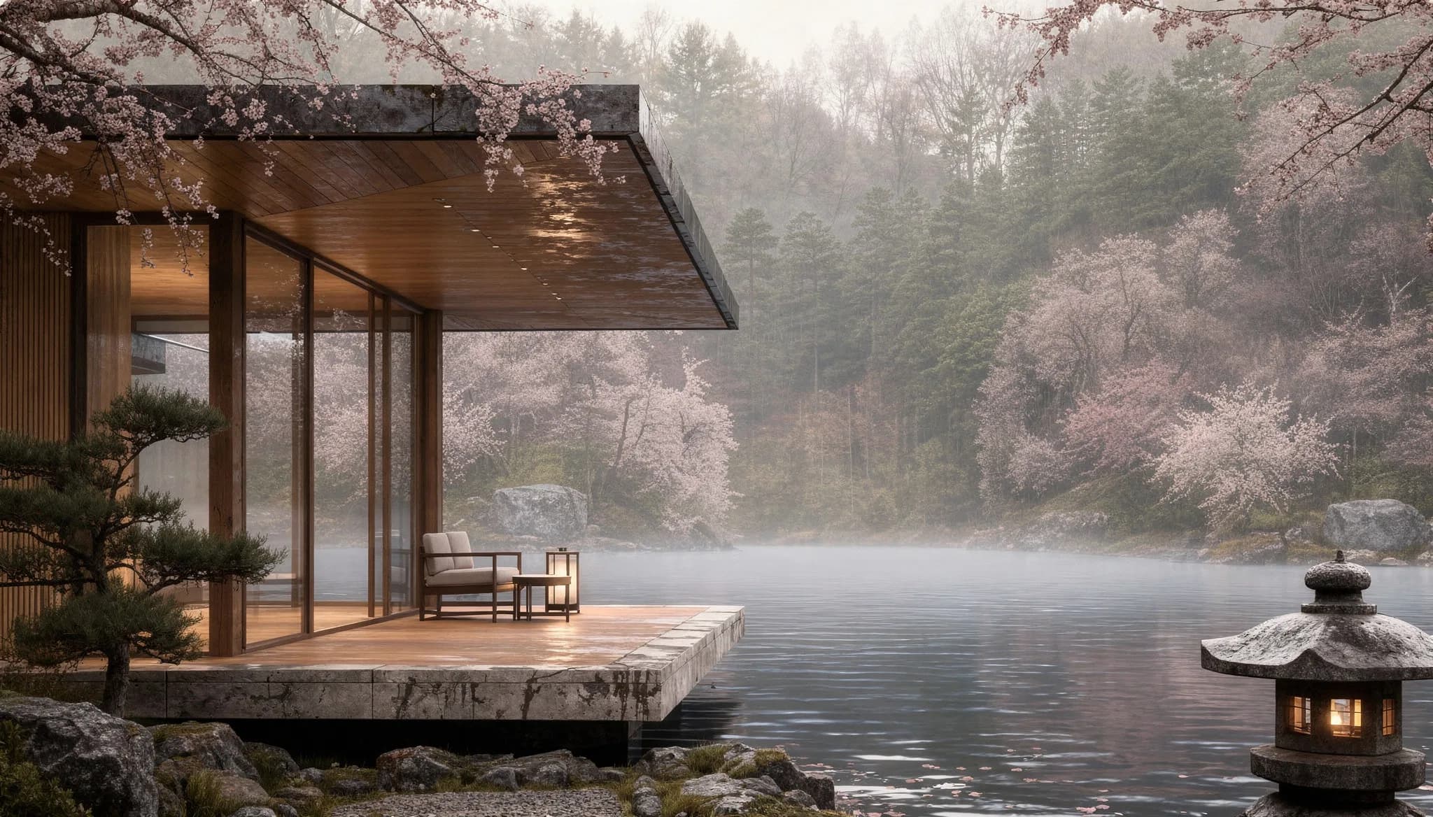 Kimko House — pabellón sobre el lago