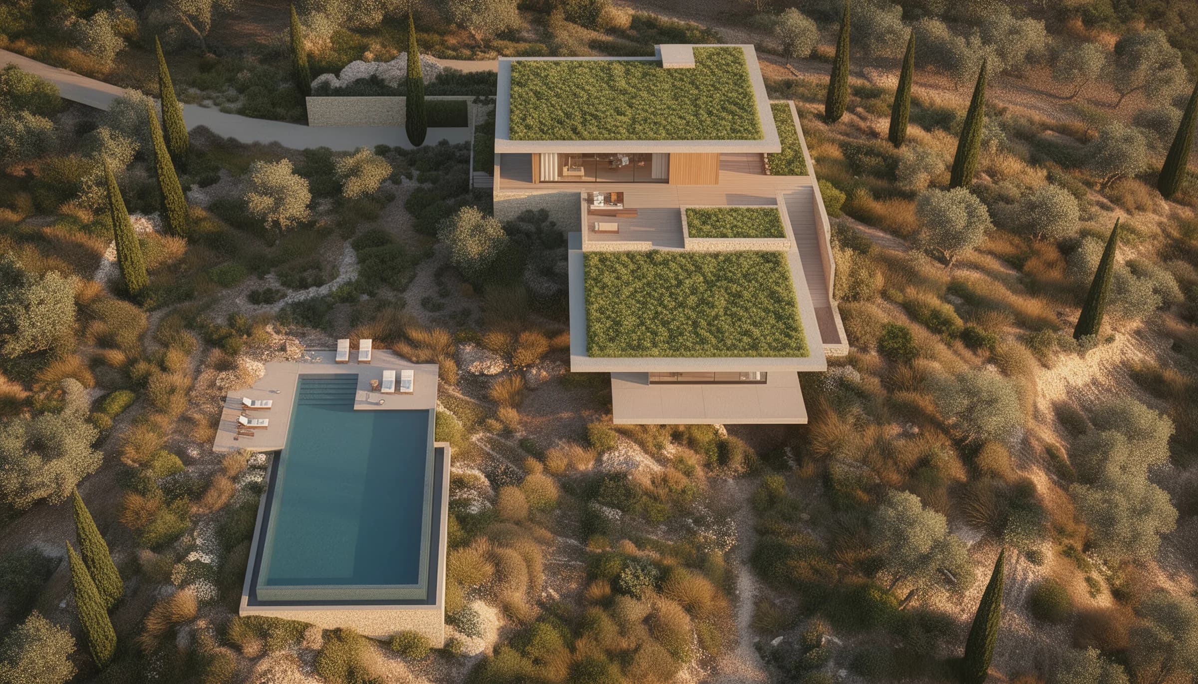 Villa Cipresso — voladizo de madera