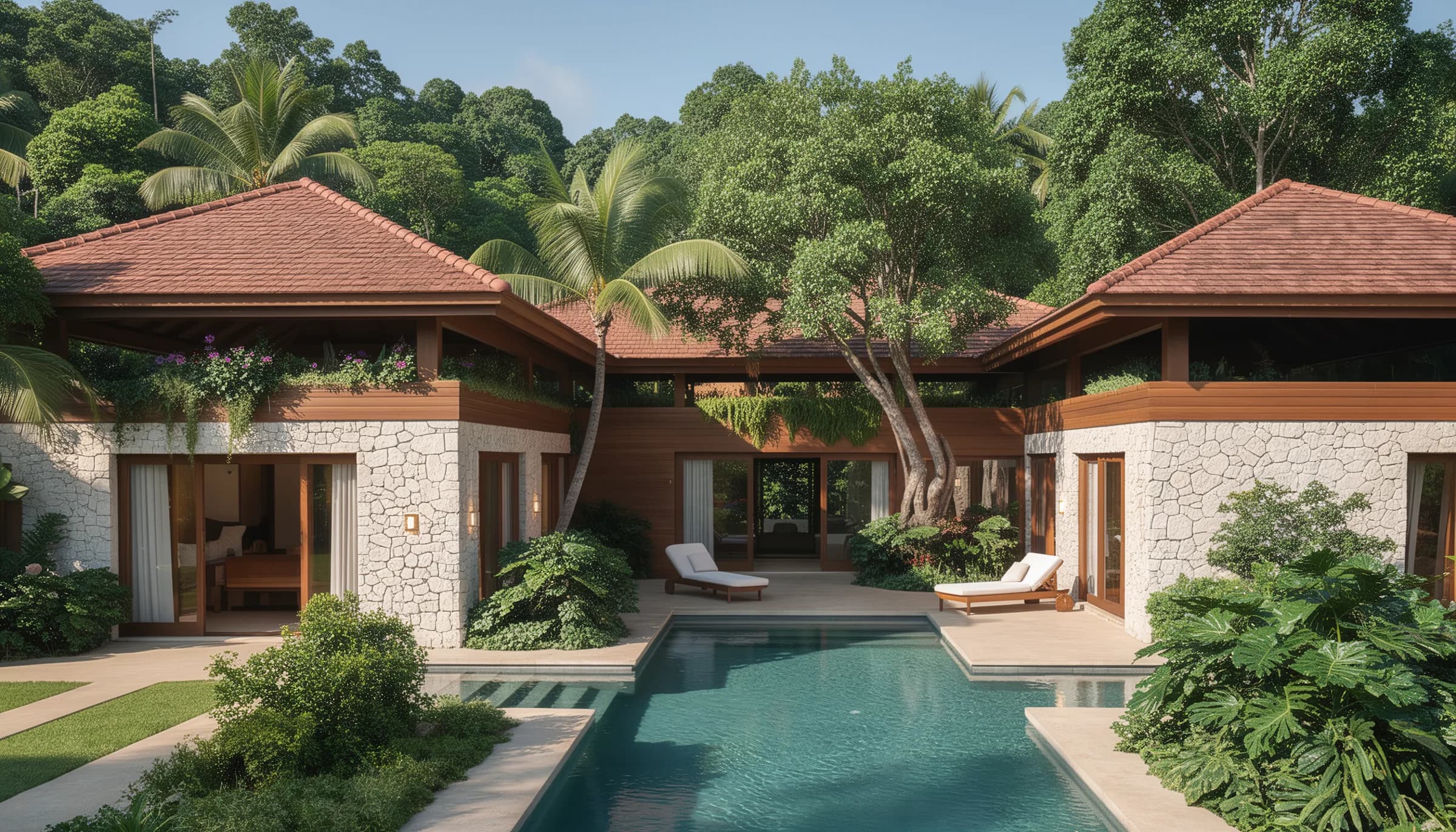 Villa Palapa — vista aérea del patio