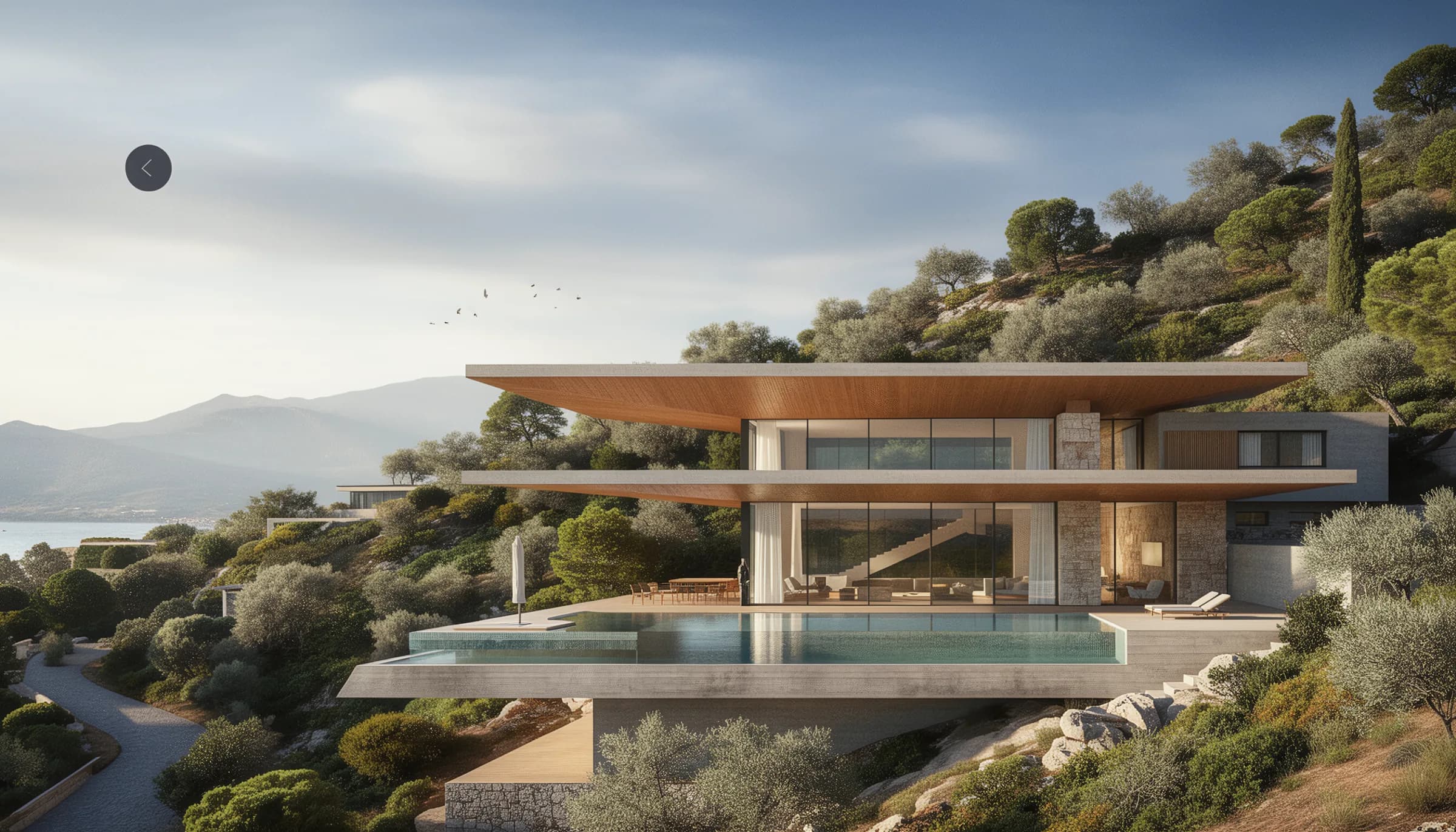 Villa Petra — exterior mediterráneo con piscina